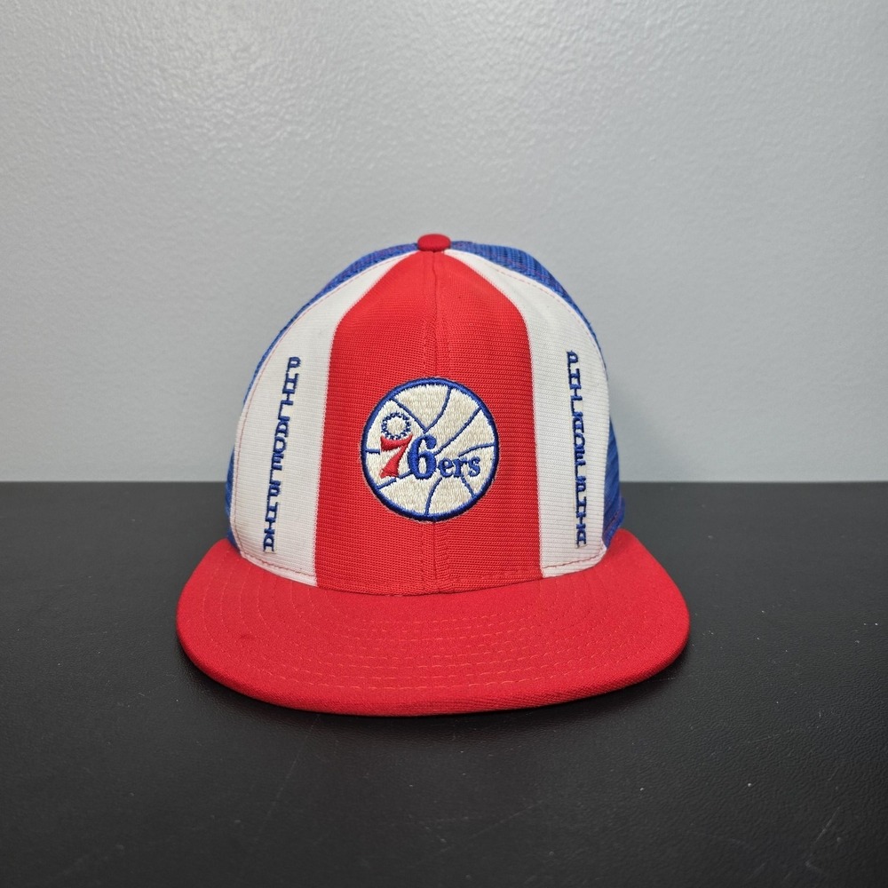 Vintage Philadelphia 76ers Hat Cap Snap Back Mens Multi Color Basketball 80s USA